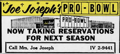 Pro-Bowl (Joe Josephs Pro-Bowl) - Apr 19 1964 Ad (newer photo)